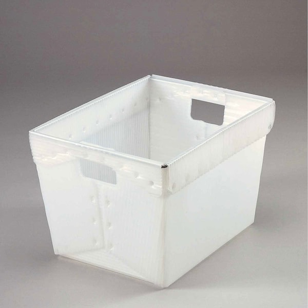 Minnesota Diversified Corrugated Postal Storage Tote, 18-1/2 in L x 13-1/4 in W x 12 in H, White, Plastic 1577N - main